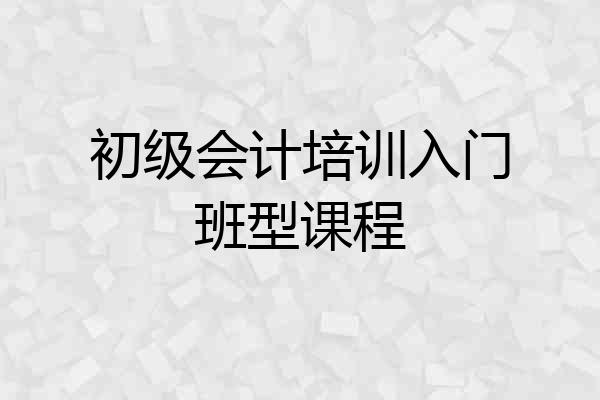 初级会计培训入门班型课程