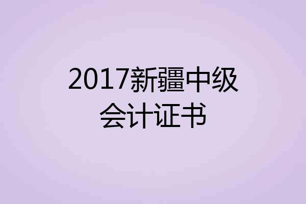 2017新疆中级会计证书