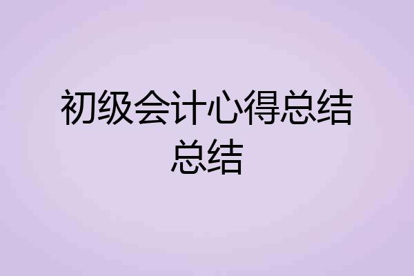 初级会计心得总结总结