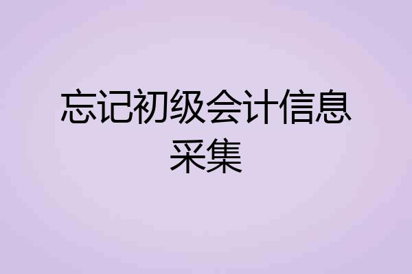 忘记初级会计信息采集