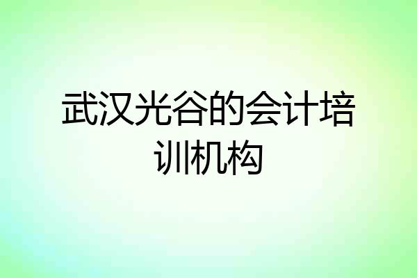 武汉光谷的会计培训机构