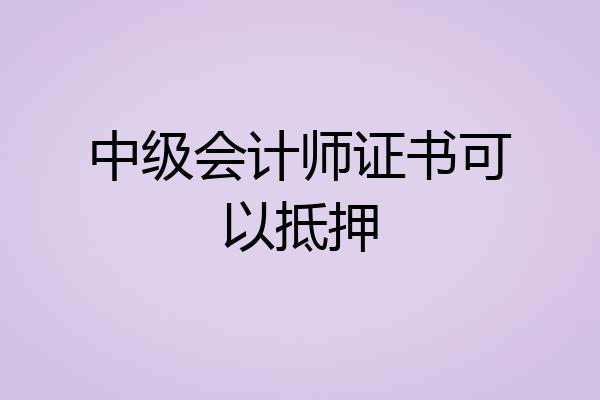 中级会计师证书可以抵押