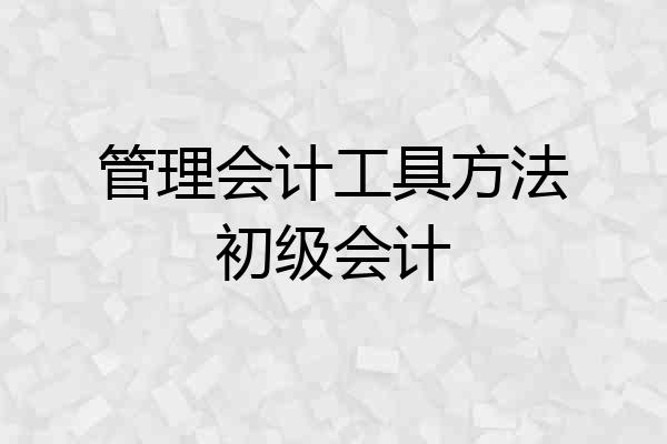 管理会计工具方法初级会计