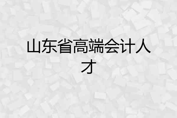 山东省高端会计人才