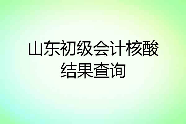 山东初级会计核酸结果查询