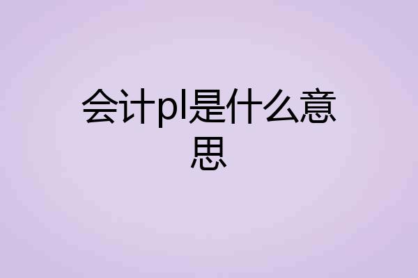 会计pl是什么意思