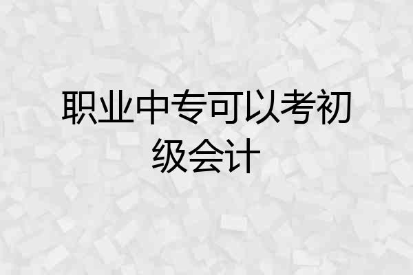 职业中专可以考初级会计