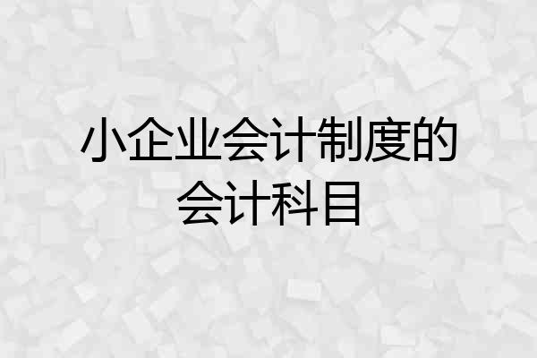 小企业会计制度的会计科目