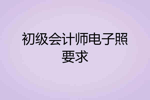 初级会计师电子照要求