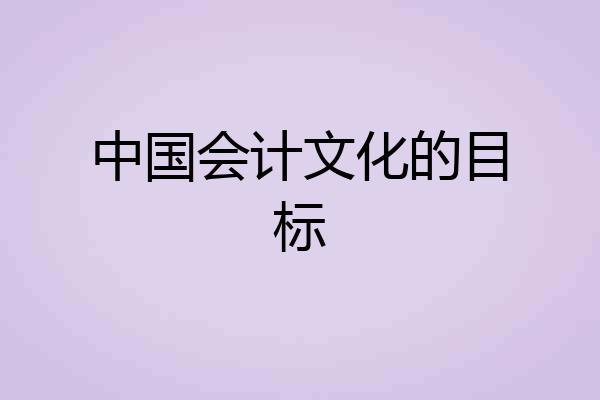 中国会计文化的目标