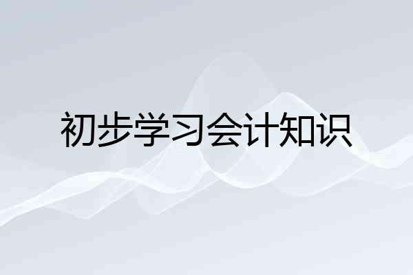 初步学习会计知识