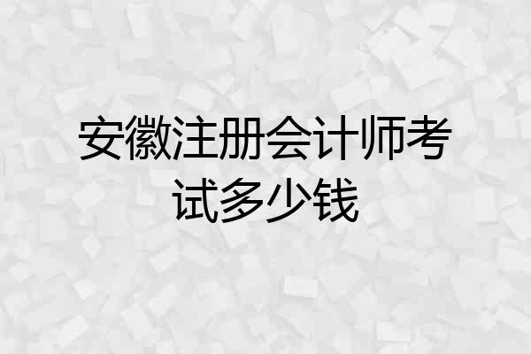 安徽注册会计师考试多少钱