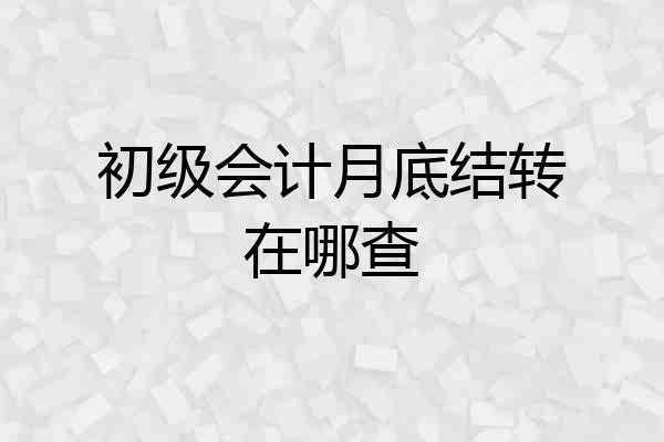 初级会计月底结转在哪查