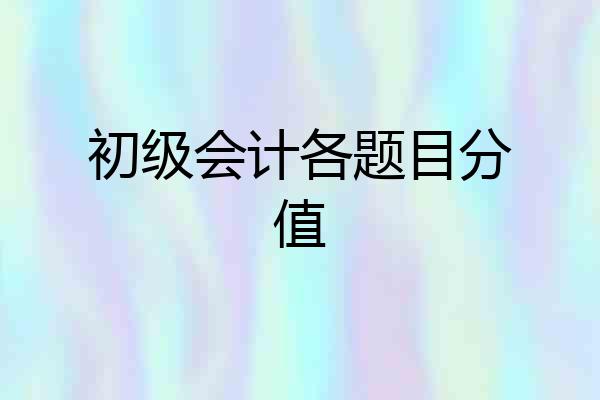 初级会计各题目分值