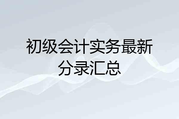 初级会计实务最新分录汇总