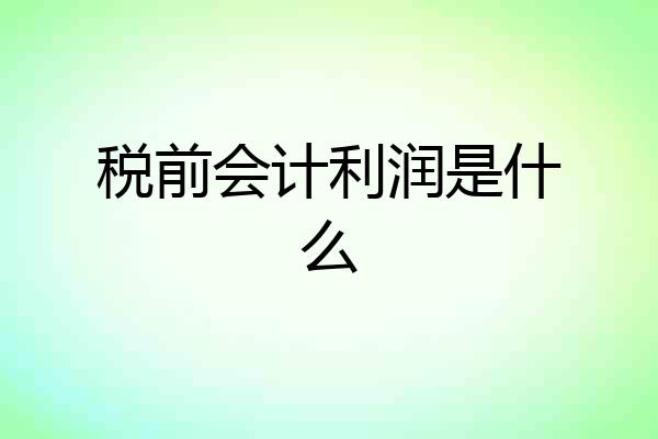 税前会计利润是什么