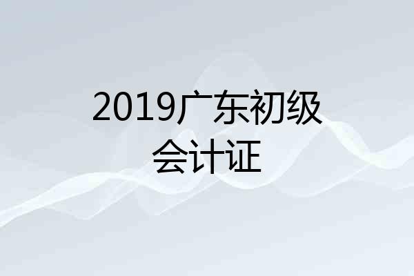 2019广东初级会计证