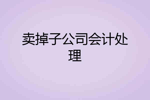 卖掉子公司会计处理