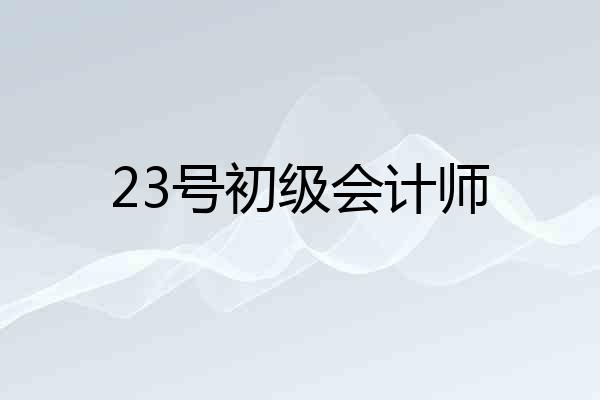 23号初级会计师