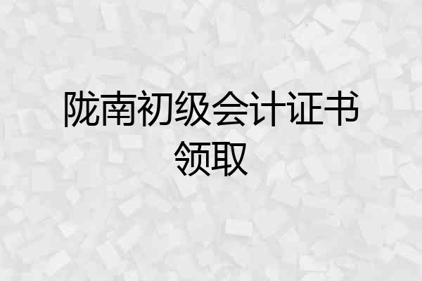 陇南初级会计证书领取