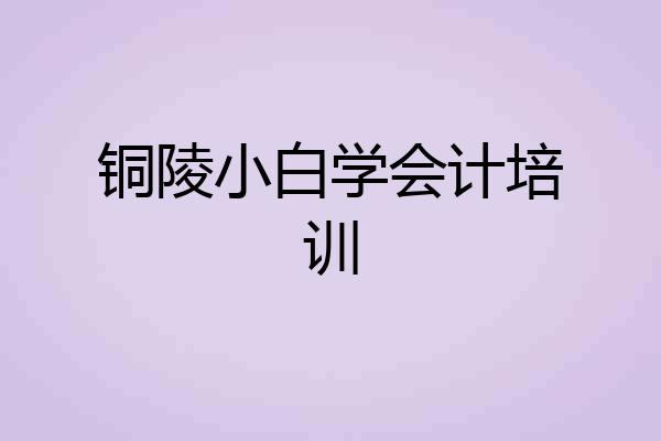 铜陵小白学会计培训