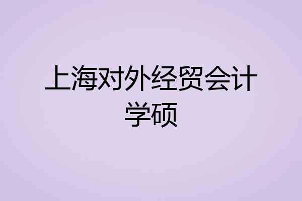 上海对外经贸会计学硕