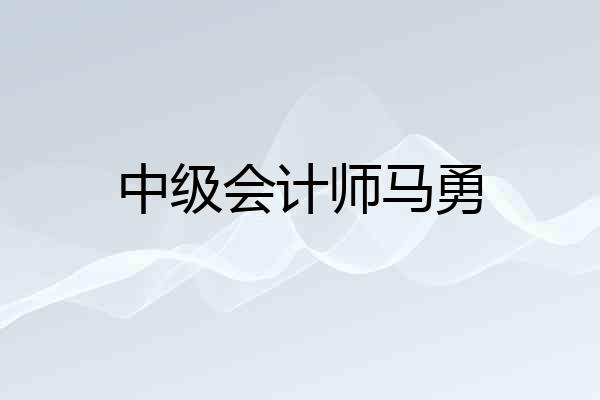 中级会计师马勇