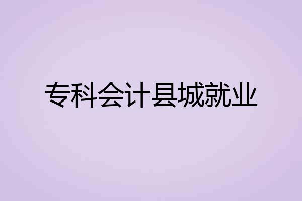 专科会计县城就业