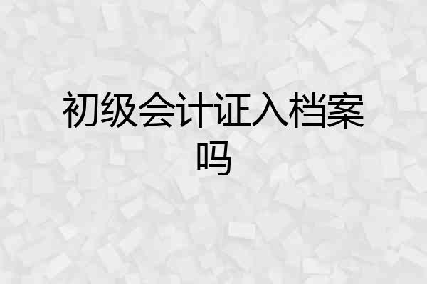 初级会计证入档案吗