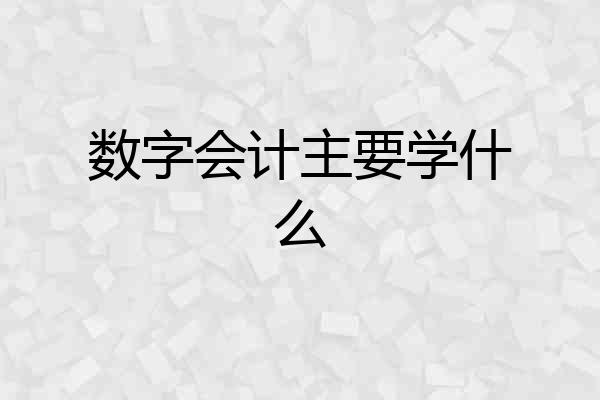 数字会计主要学什么