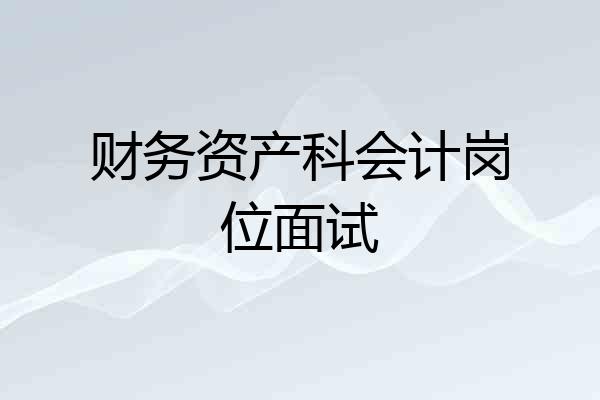 财务资产科会计岗位面试