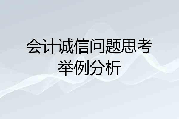 会计诚信问题思考举例分析