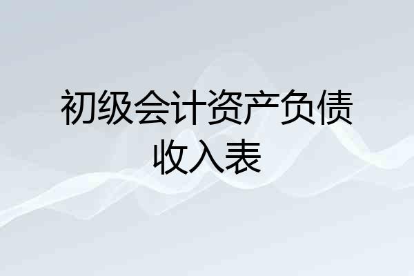 初级会计资产负债收入表
