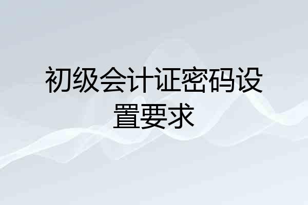 初级会计证密码设置要求