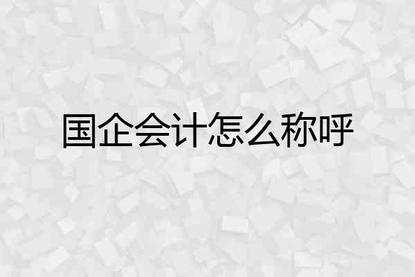 国企会计怎么称呼