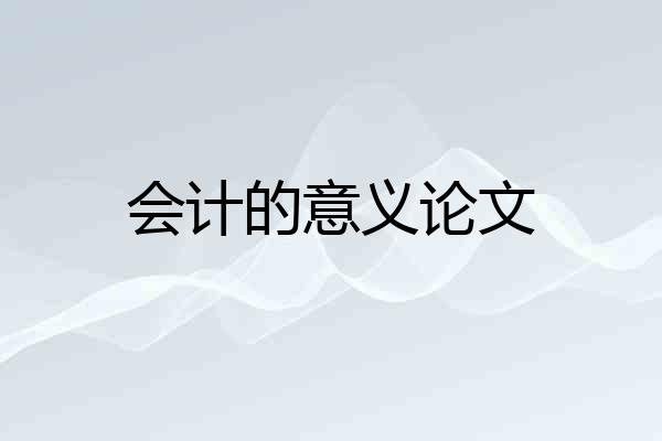 会计的意义论文