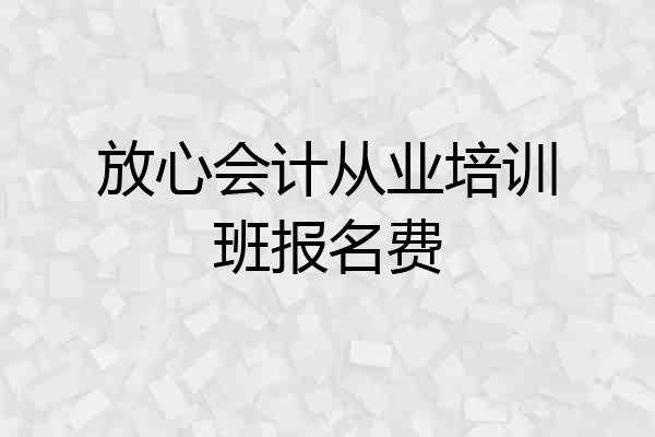 放心会计从业培训班报名费