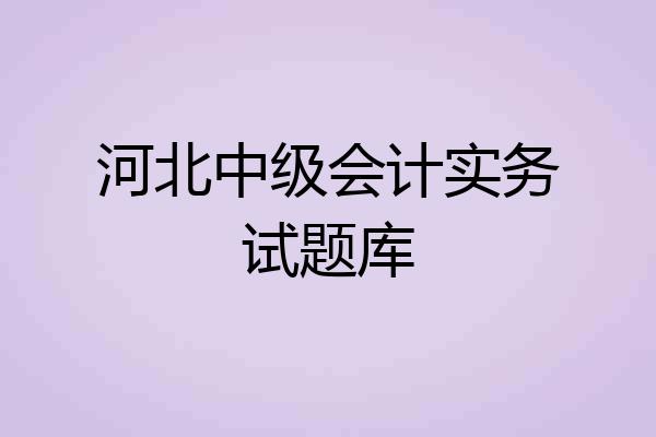 河北中级会计实务试题库