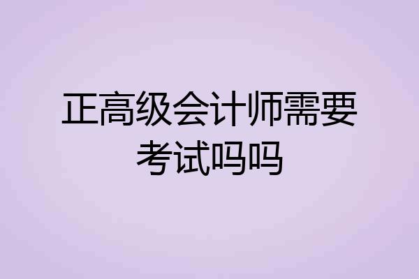 正高级会计师需要考试吗吗