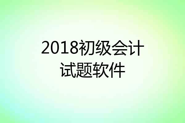 2018初级会计试题软件