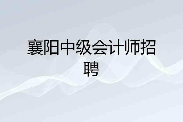 襄阳中级会计师招聘