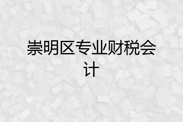 崇明区专业财税会计
