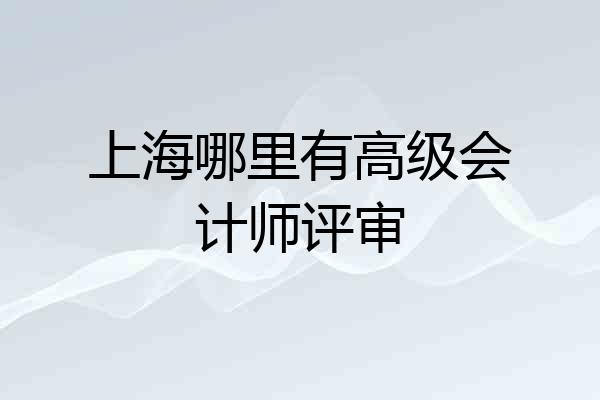 上海哪里有高级会计师评审