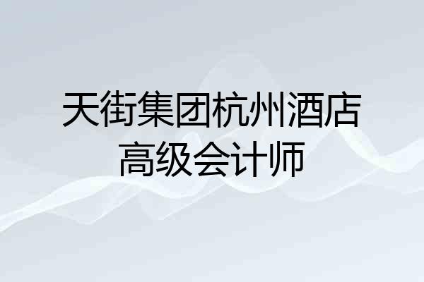 天街集团杭州酒店高级会计师