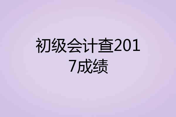 初级会计查2017成绩