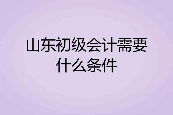 山东初级会计需要什么条件