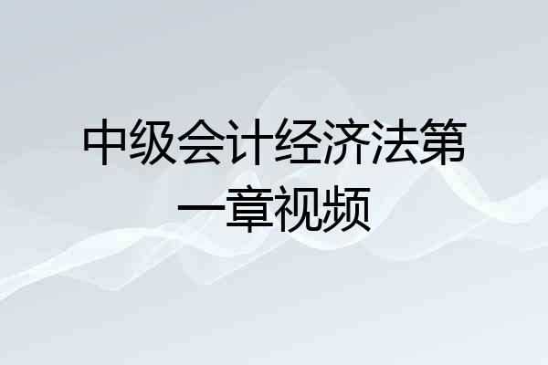 中级会计经济法第一章视频