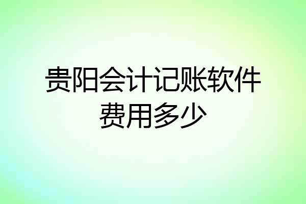贵阳会计记账软件费用多少