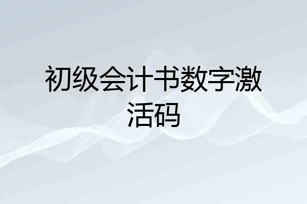 初级会计书数字激活码