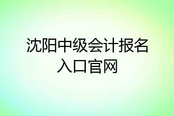 沈阳中级会计报名入口官网